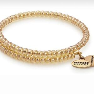 Alex and Ani Gold Beaded Bracelet with Heart Charm